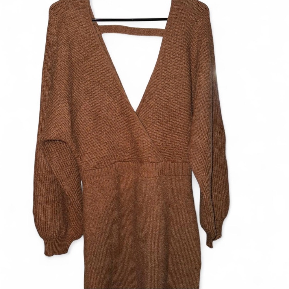 Cider Brown Knit Midi Dress
